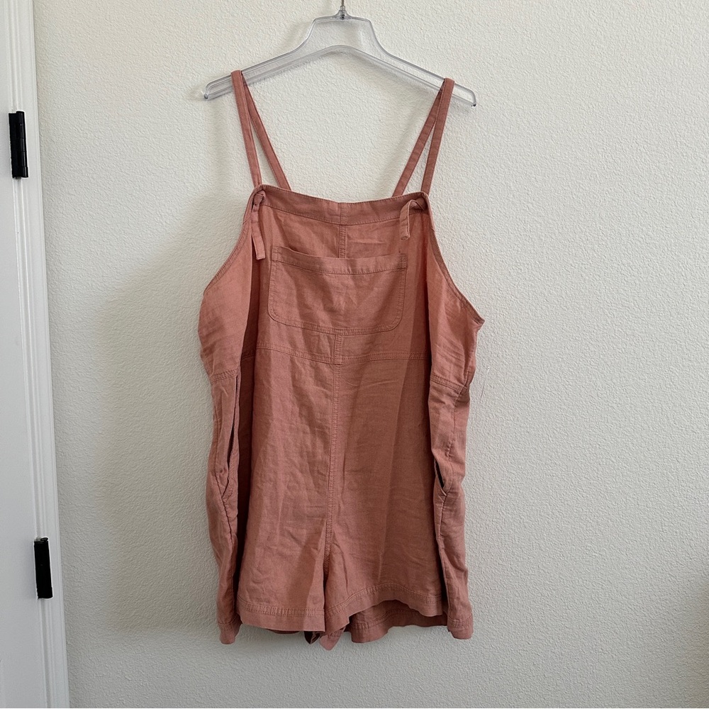 NWT Old Navy Coral Sleeveless Waist-Defined Linen-Blend Utility Romper [Sz: 2X] - Picture 2 of 8